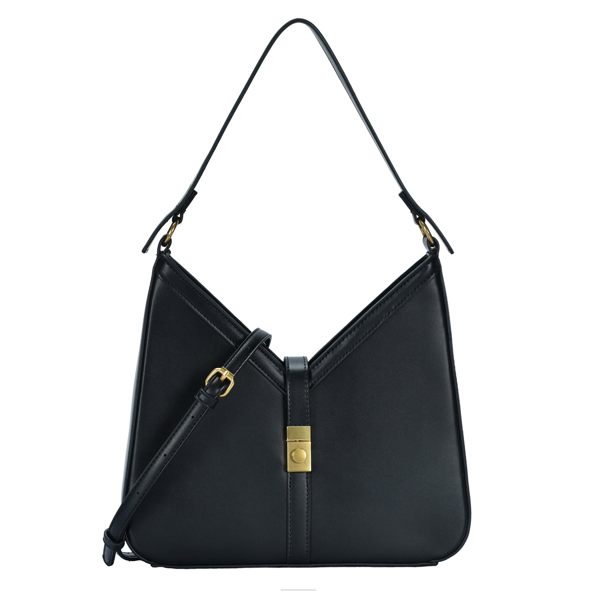 The Callista Shoulder Bag | Push Lock Vegan Leather Bag | by
