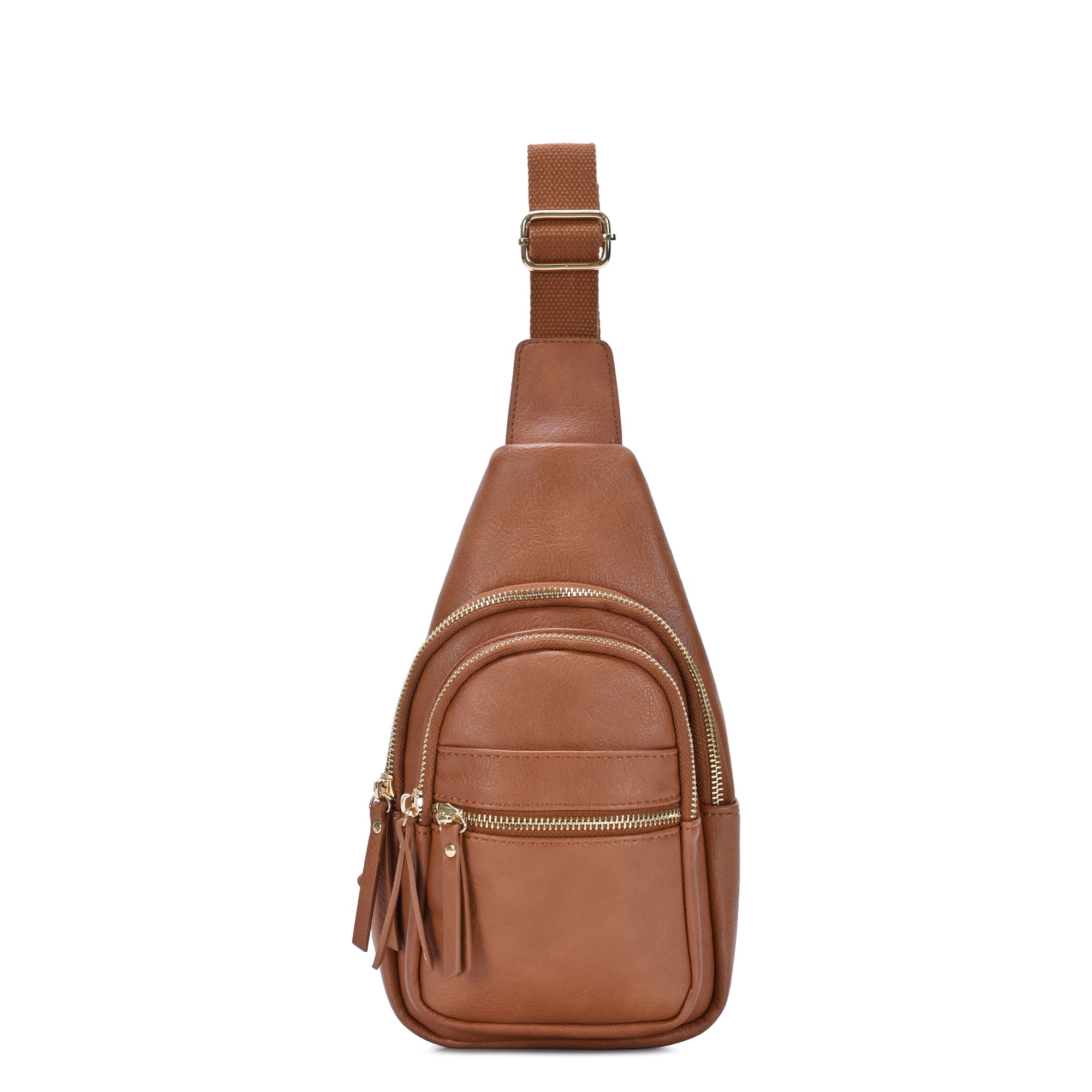 The June Multi Zip Sling | Distressed Vegan Leather Sling