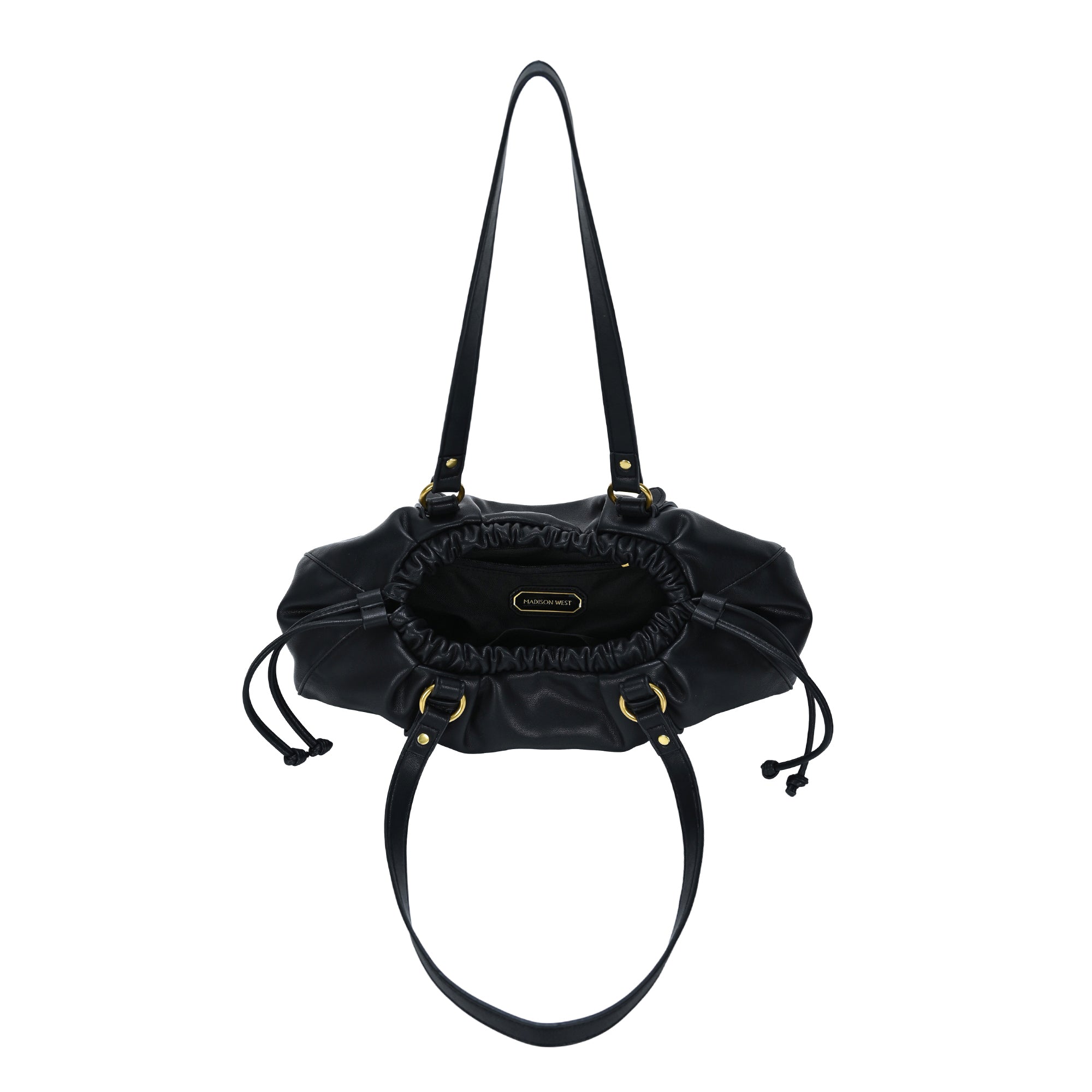 The Quinara Shoulder Bag | Drawstring Vegan Leather Bag | by