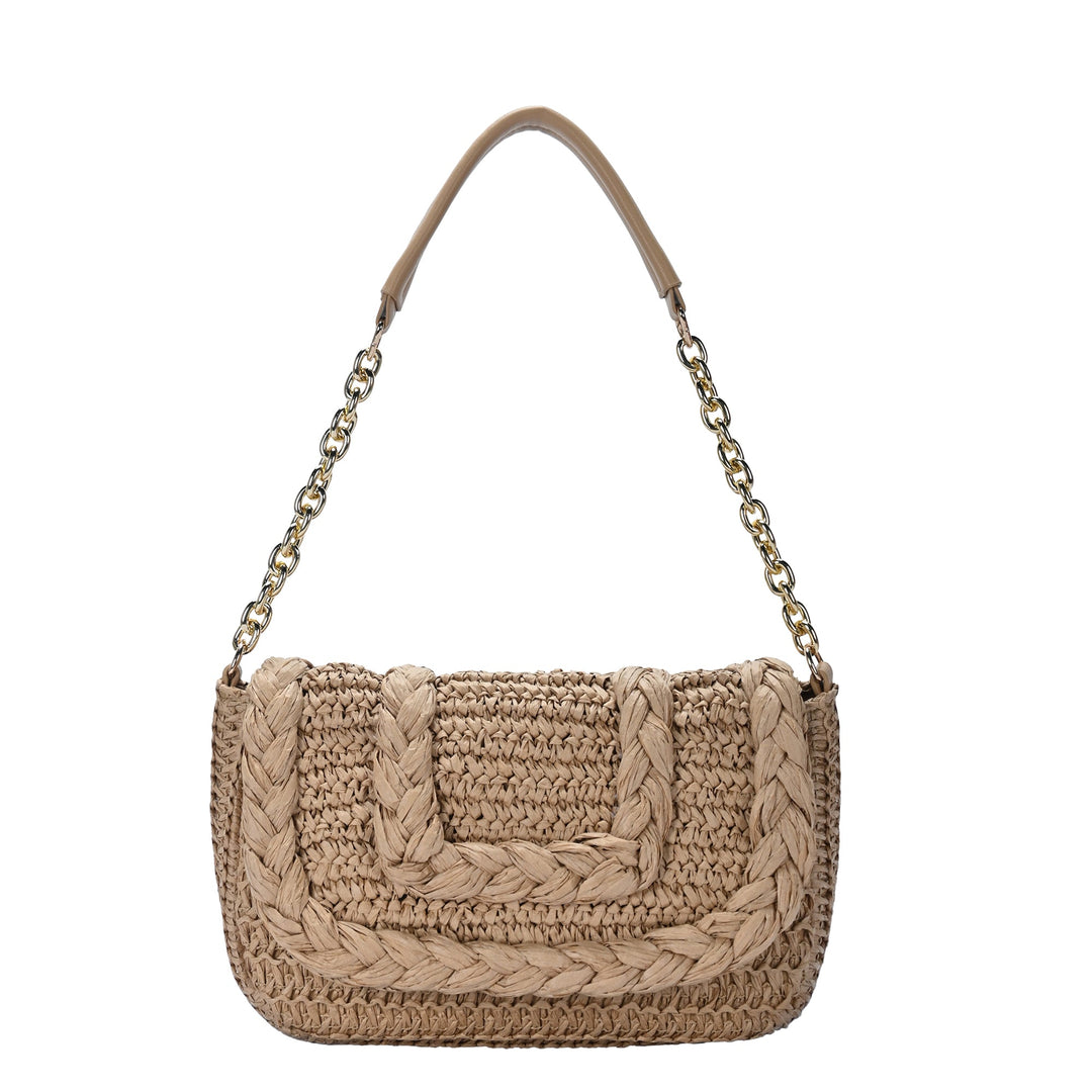 NAARIIAN Puffer Woven Crossbody Bag For Women - Beige Padded Shoulder Bag, Large Quilted Messenger