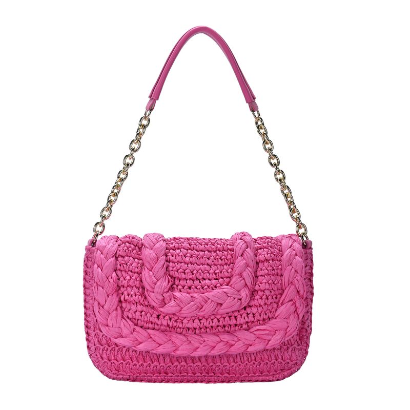 The Darya Straw Shoulder Bag | Gold Chain Strap | Madison West