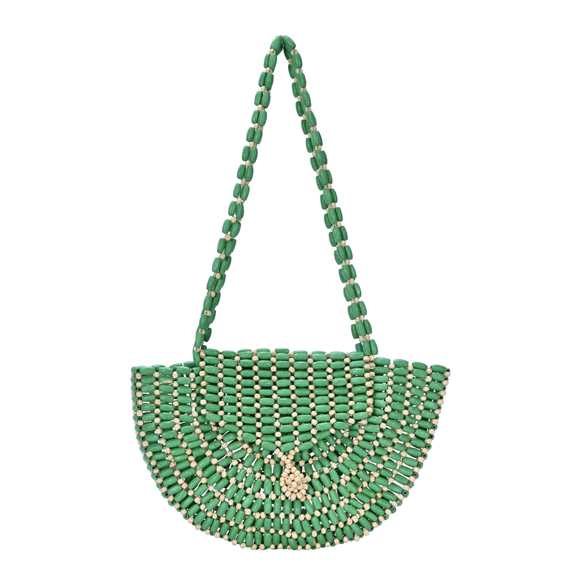Luna's Wooden Beaded Crescent Shoulder Bag | Boho Chic Statement Luna's Wooden Beaded Crescent Shoulder Bag | Boho Chic Statement