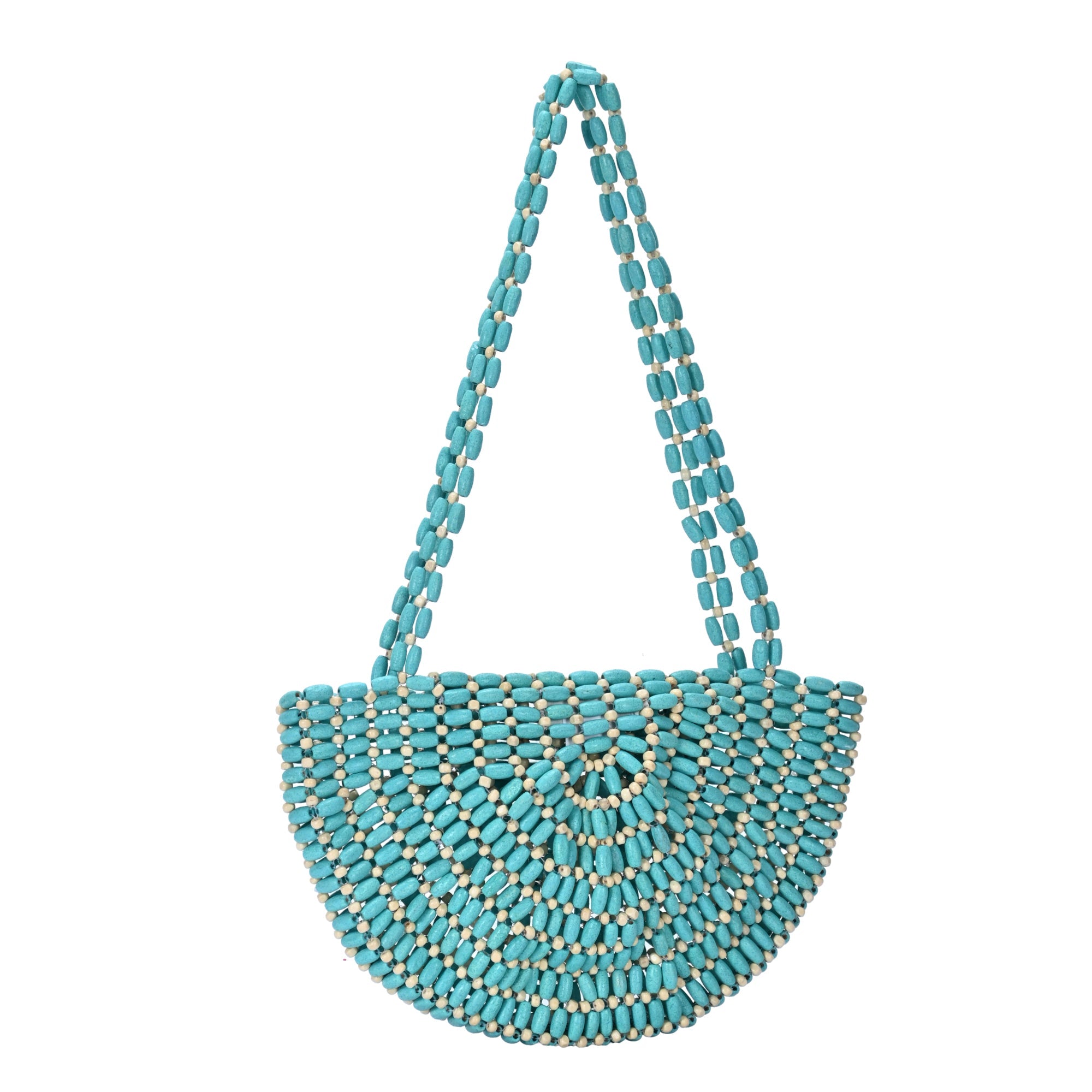 Luna's Wooden Beaded Crescent Shoulder Bag | Boho Chic Statement
