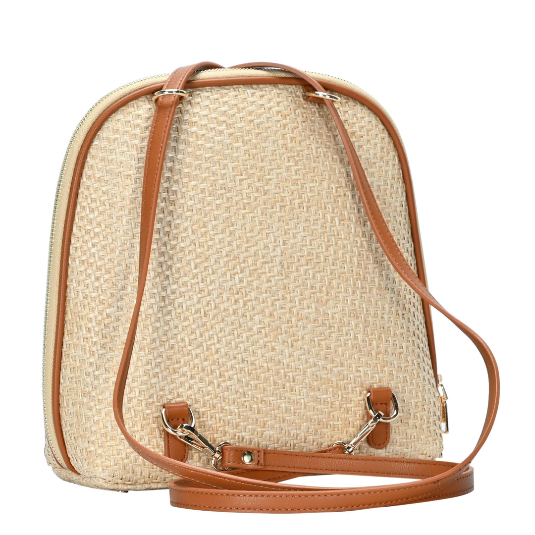 Daisy Bamboo Straw Convertible Backpack - MMS Brands LT Taupe