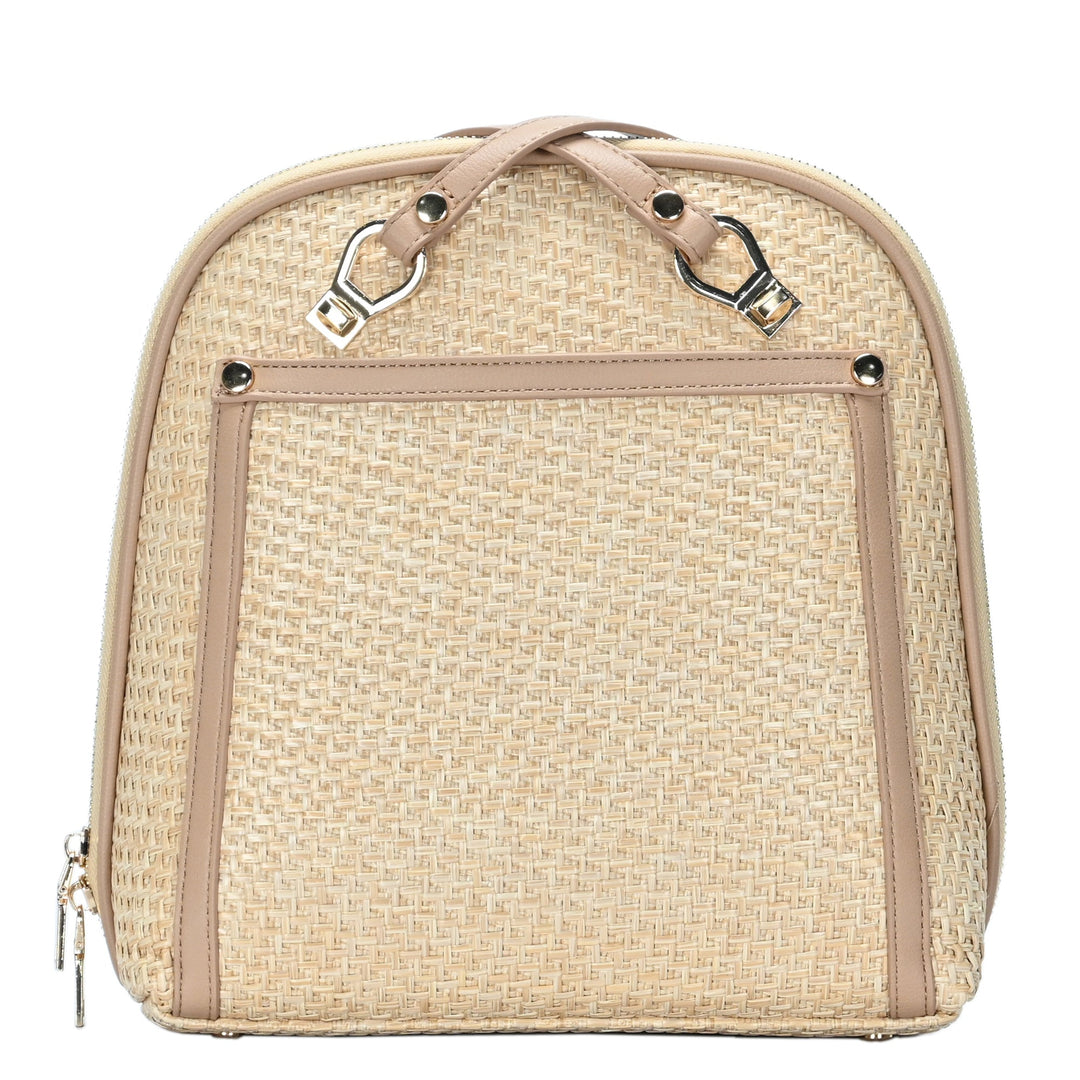  MMS Brands Miztique The Daisy Convertible Backpack Purse for  Women, Bamboo Straw and Pebbled Vegan LeatherBamboo Straw - Camel