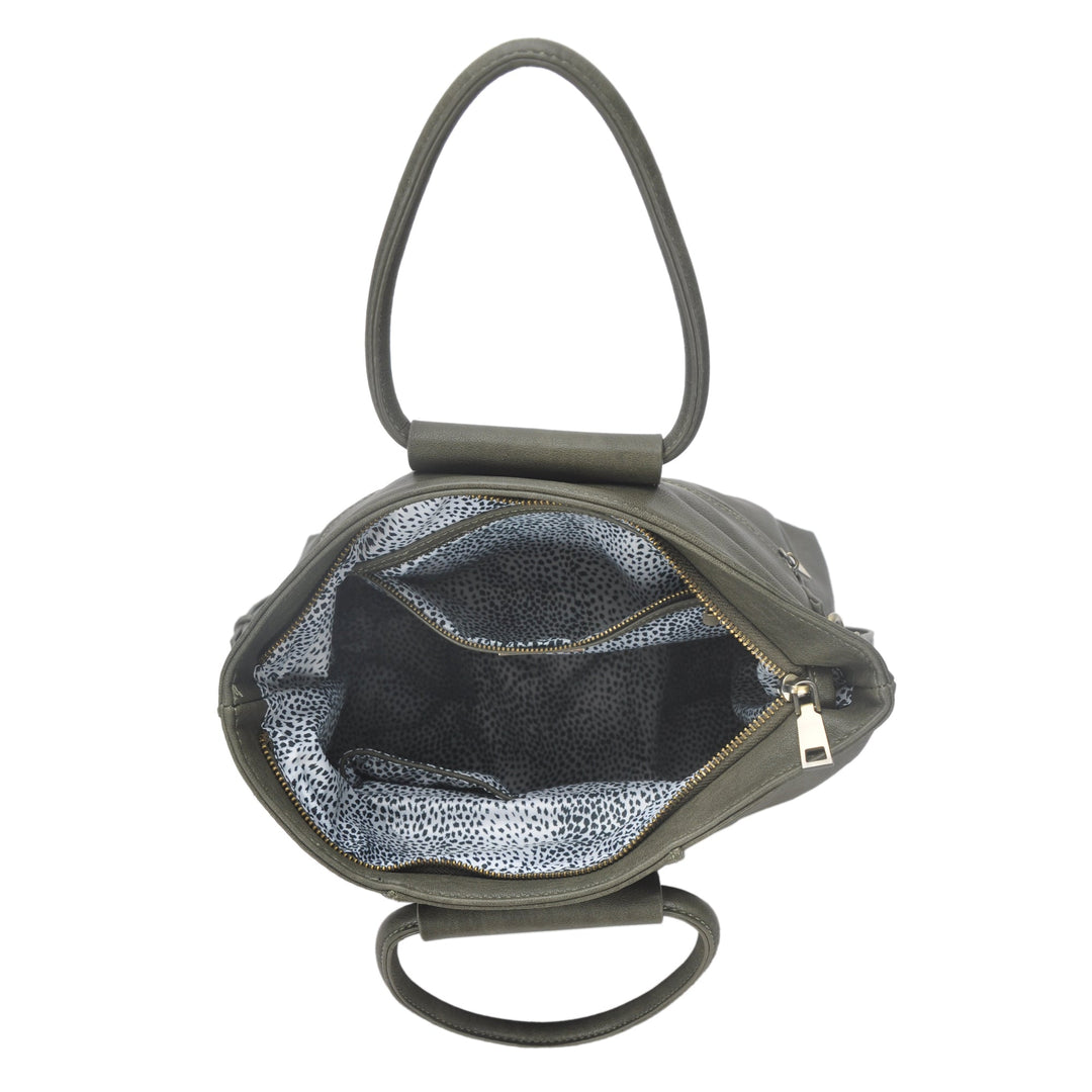 The Hazel Ring Handle Satchel Shoulder Bag by Sasha + Sofi Bone