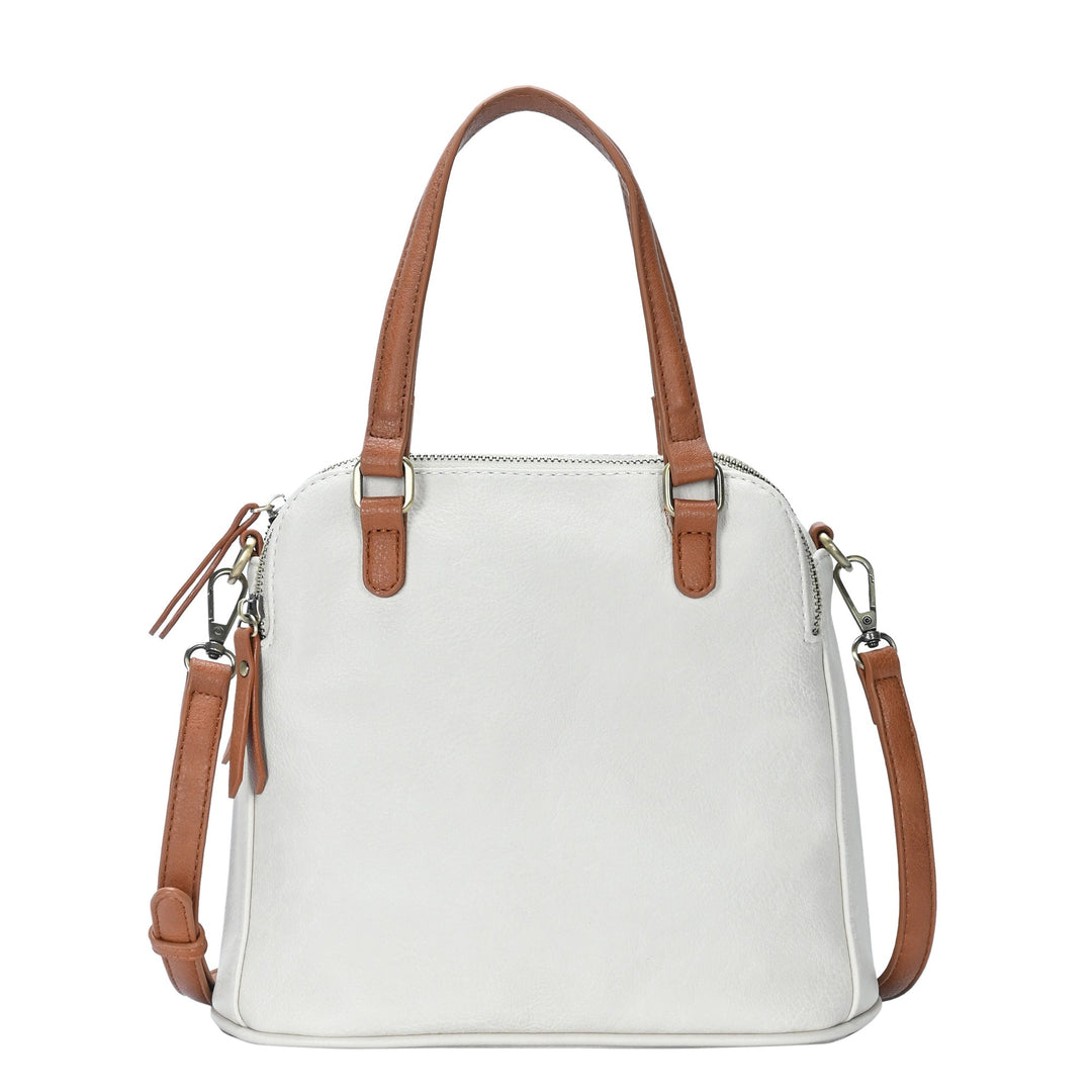 The Hazel Ring Handle Satchel Shoulder Bag by Sasha + Sofi Bone