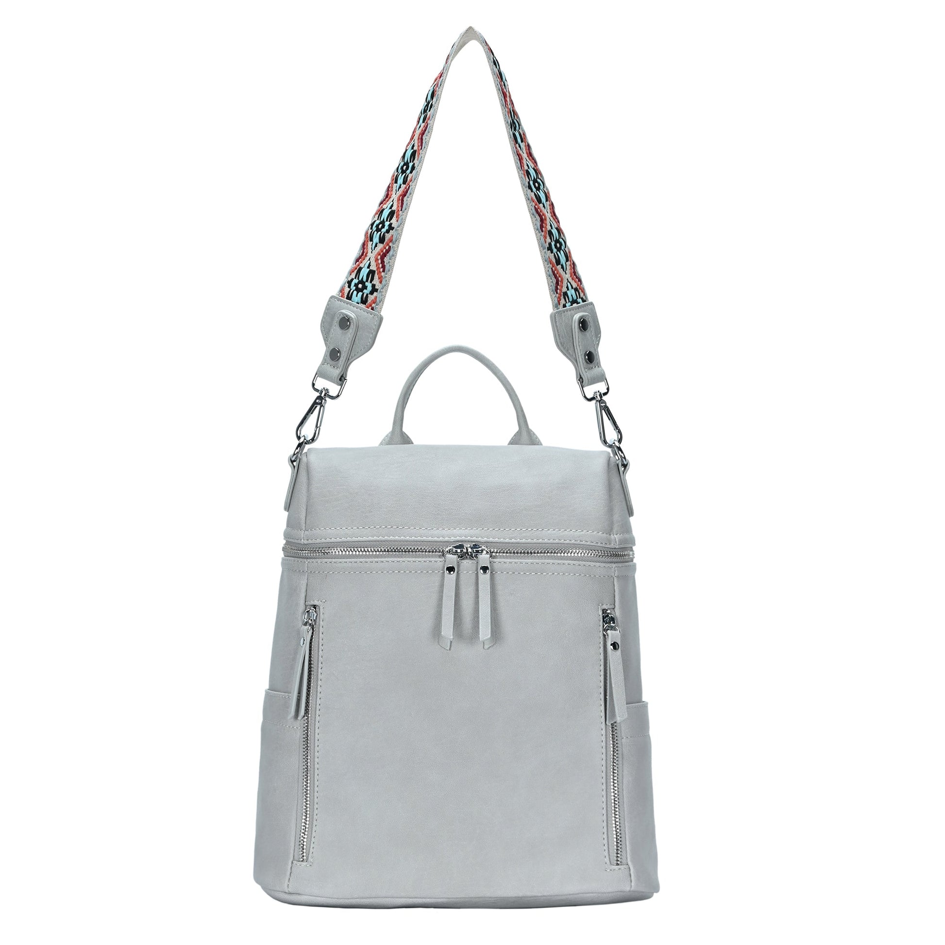backpack purse vegan leather Nyra Webbing Strap Convertible Backpack Purse