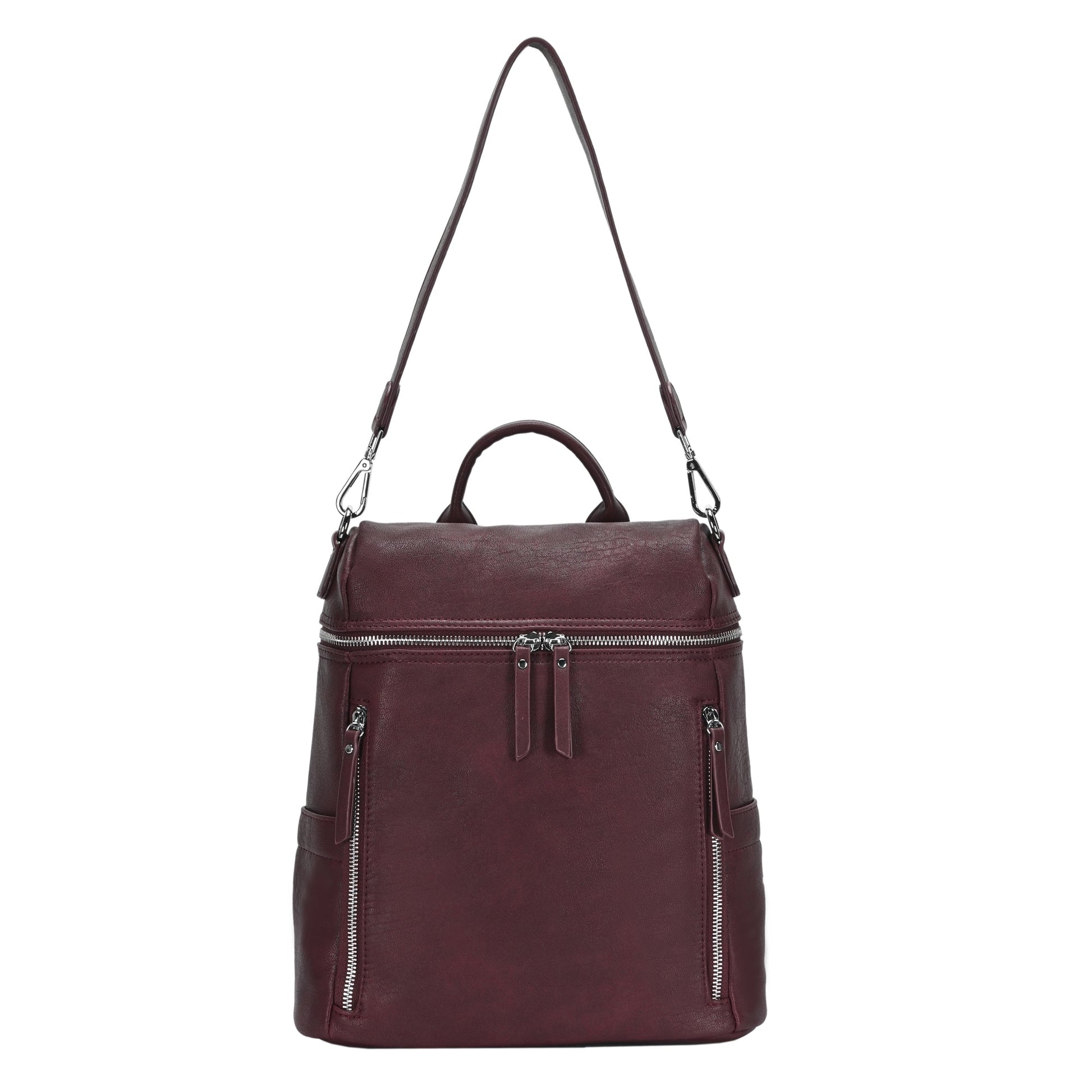 burgundy faux leather backpack Sienna Utilitarian Shoulder Backpack Purse