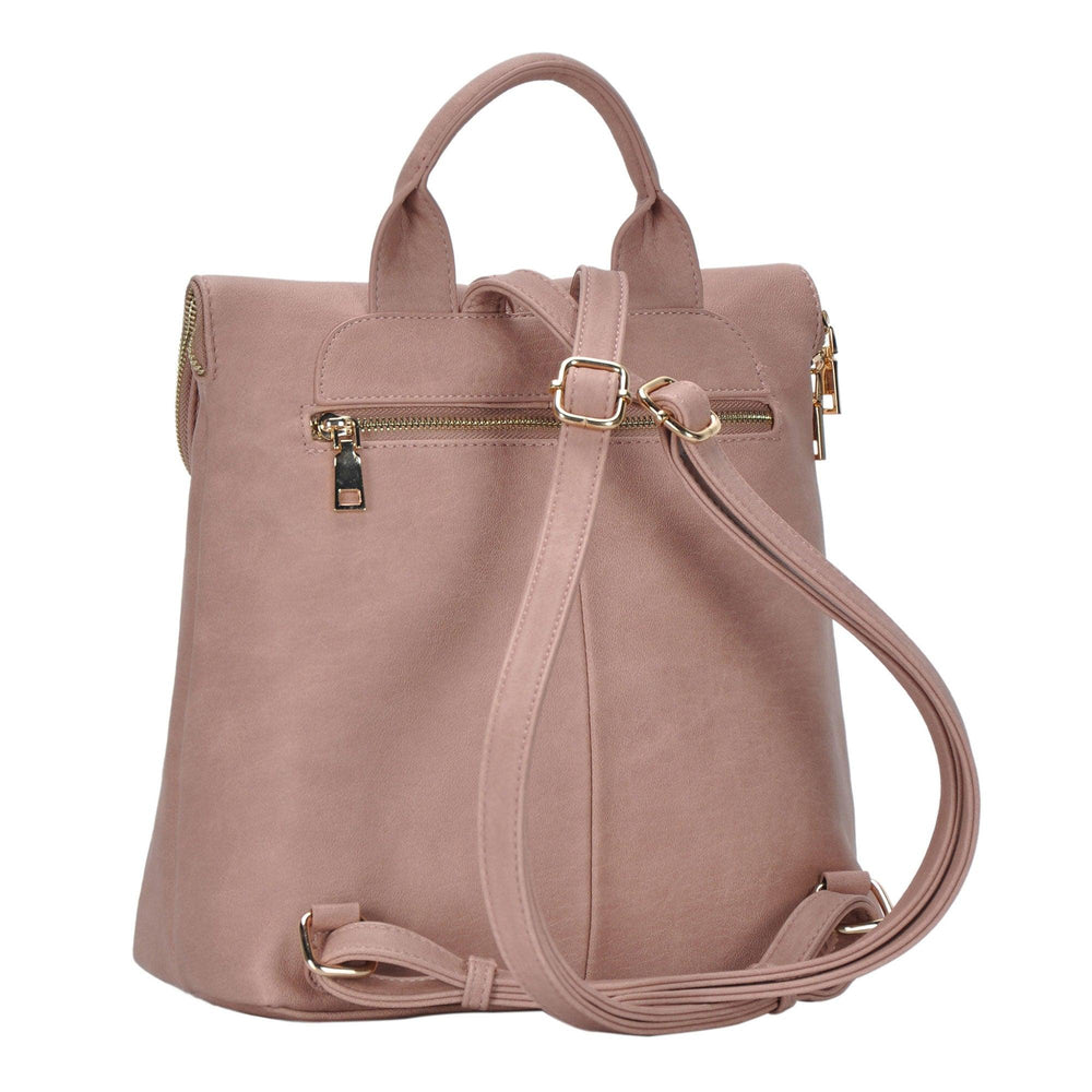 Miztique The Chloe Backpack Purse for Women, Sleek Shoulder Bag, Soft Vegan  Leather - Blush