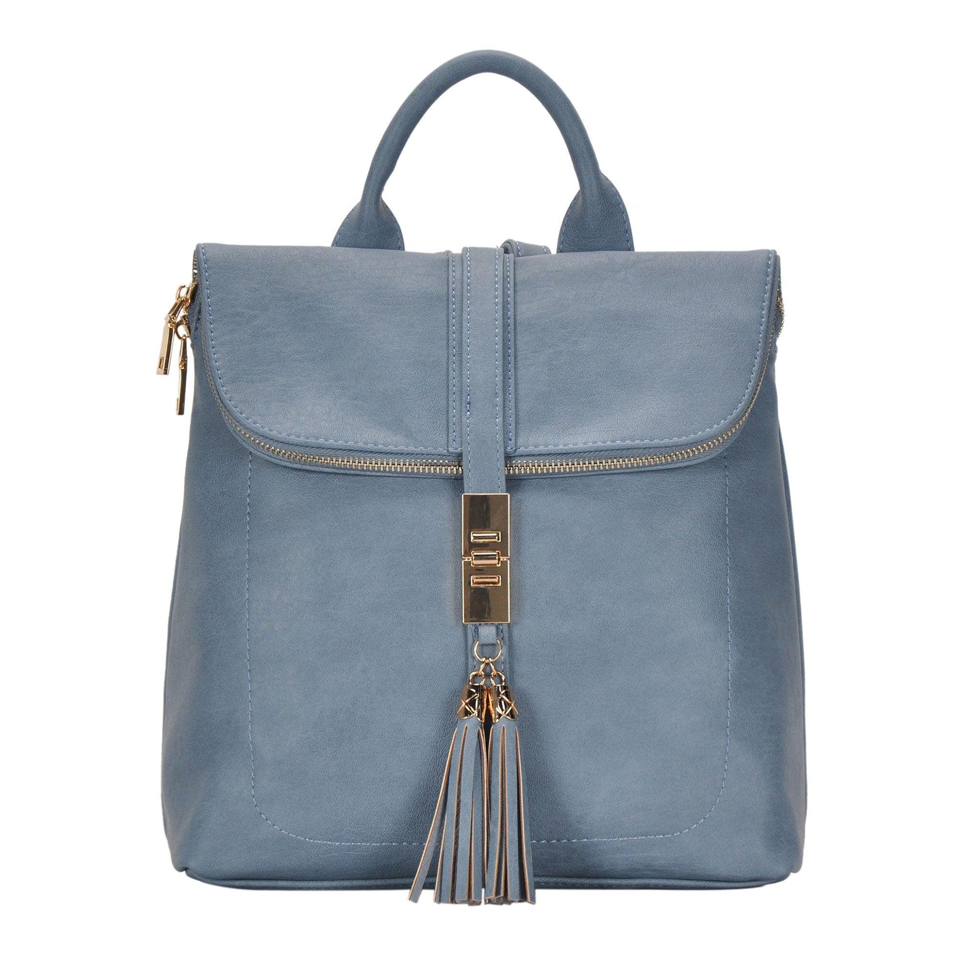 dasein faux leather fashion backpack bag Diana Backpack – Chic Vegan Leather Bag with Tassel & Gold Hardware – MMS Brands