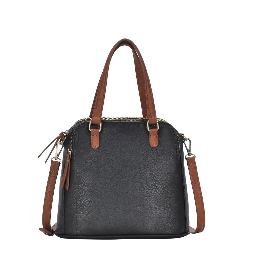 The Hazel Ring Handle Satchel Shoulder Bag by Sasha + Sofi Bone