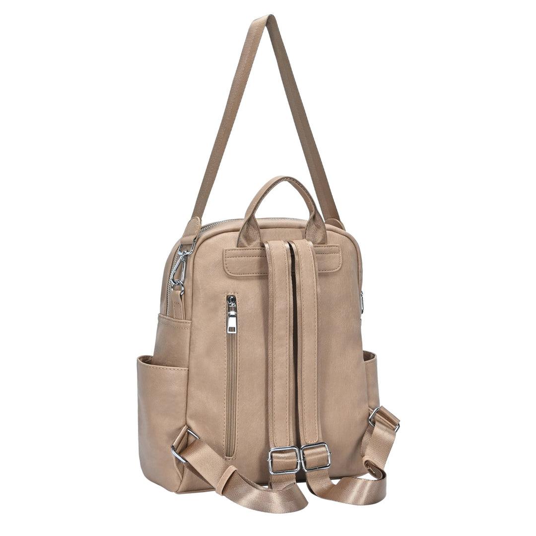 KLEIO Unisex Vegan Leather Printed Canvas Backpack - Medium Size Multi Dot Design